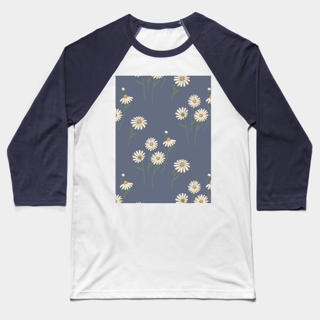 Daisy Pattern Baseball T-Shirt by okpinsArtDesign